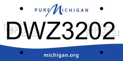 DWZ3202 Michigan License Plate
