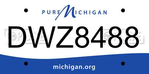 DWZ8488 Michigan License Plate