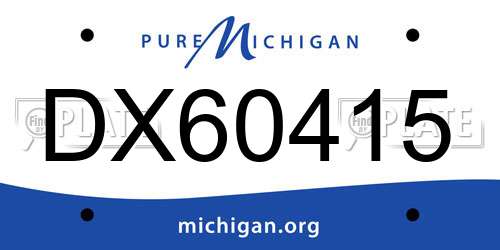DX60415 Michigan License Plate