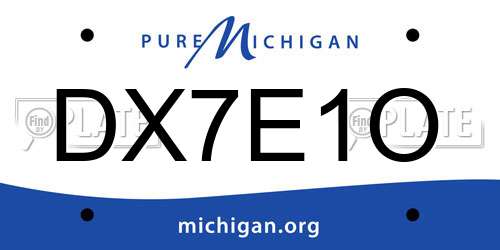DX7E1O Michigan License Plate