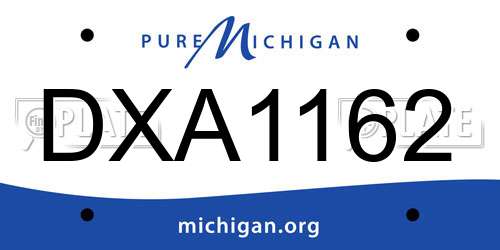 DXA1162 Michigan License Plate
