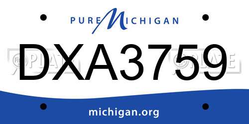 DXA3759 Michigan License Plate