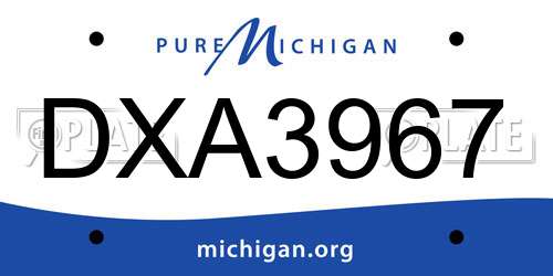 DXA3967 Michigan License Plate