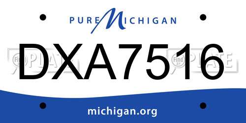 DXA7516 Michigan License Plate