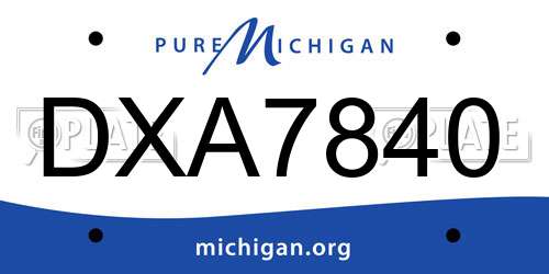 DXA7840 Michigan License Plate