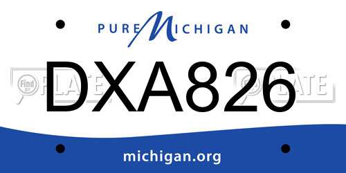 DXA826 Michigan License Plate