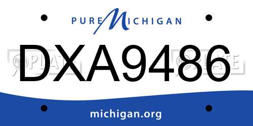 DXA9486 Michigan License Plate