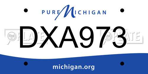 DXA973 Michigan License Plate