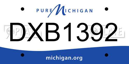 DXB1392 Michigan License Plate