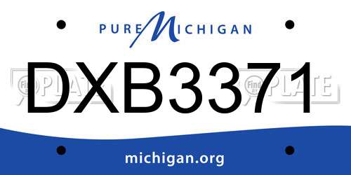 DXB3371 Michigan License Plate