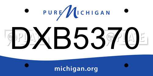 DXB5370 Michigan License Plate