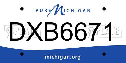 DXB6671 Michigan License Plate
