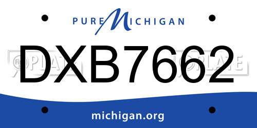 DXB7662 Michigan License Plate