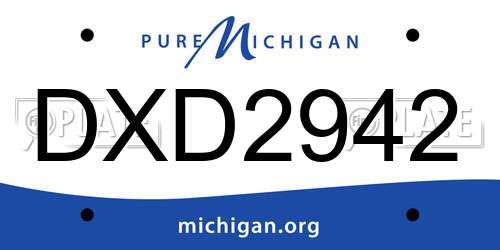 DXD2942 Michigan License Plate