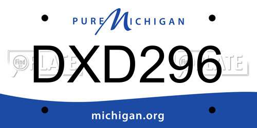 DXD296 Michigan License Plate