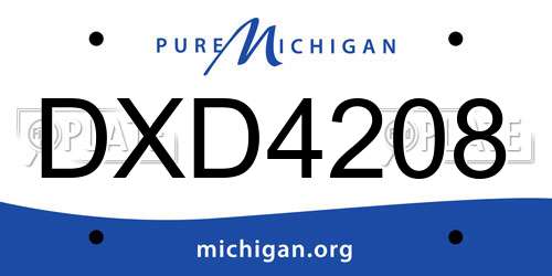 DXD4208 Michigan License Plate