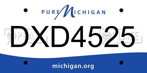 DXD4525 Michigan License Plate
