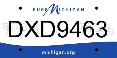DXD9463 Michigan License Plate