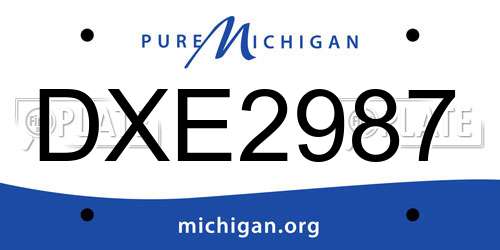 DXE2987 Michigan License Plate