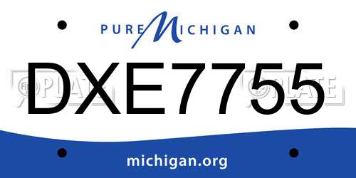 DXE7755 Michigan License Plate