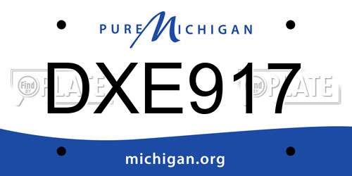 DXE917 Michigan License Plate