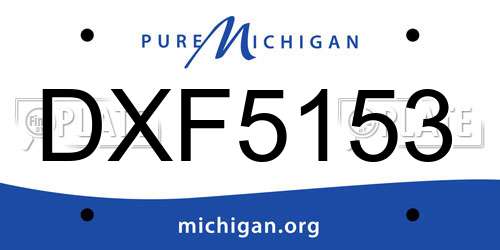 DXF5153 Michigan License Plate