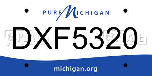 DXF5320 Michigan License Plate