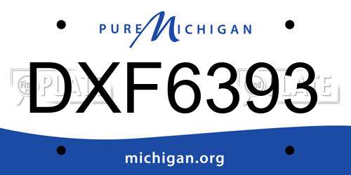 DXF6393 Michigan License Plate