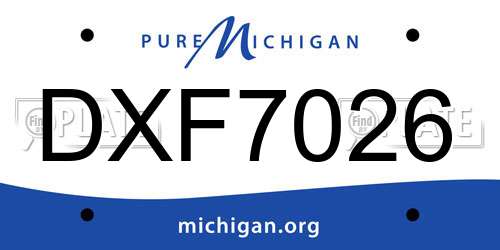 DXF7026 Michigan License Plate