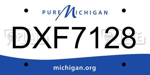 DXF7128 Michigan License Plate