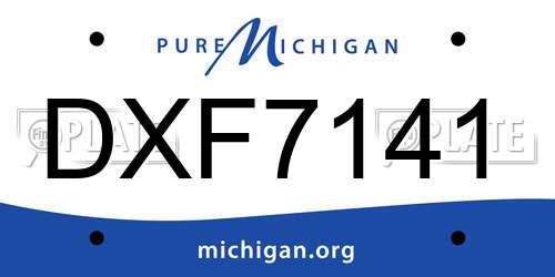 DXF7141 Michigan License Plate