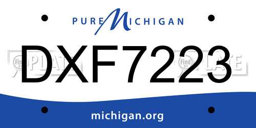 DXF7223 Michigan License Plate