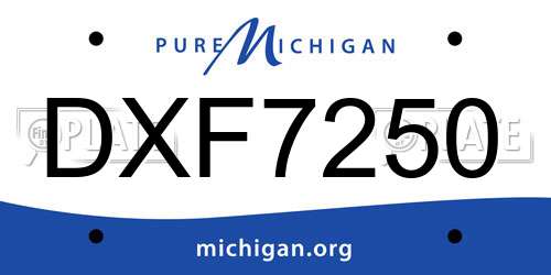 DXF7250 Michigan License Plate