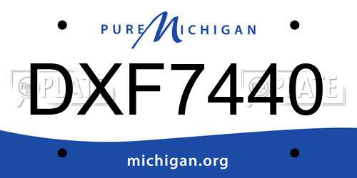 DXF7440 Michigan License Plate