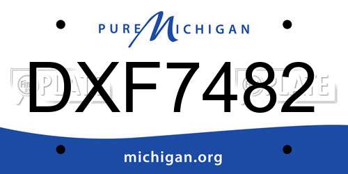 DXF7482 Michigan License Plate