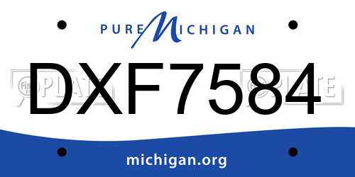 DXF7584 Michigan License Plate