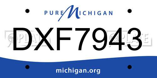 DXF7943 Michigan License Plate