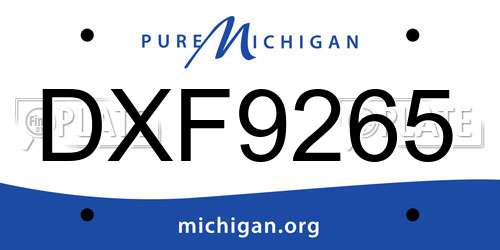 DXF9265 Michigan License Plate