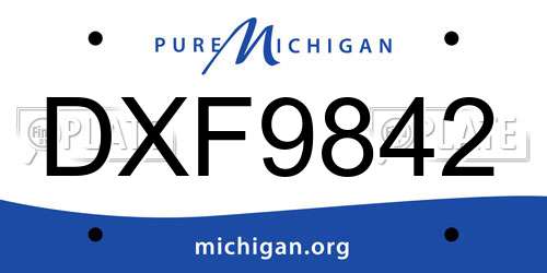 DXF9842 Michigan License Plate