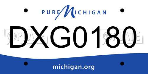 DXG0180 Michigan License Plate