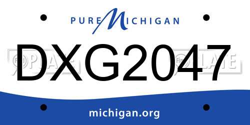 DXG2047 Michigan License Plate