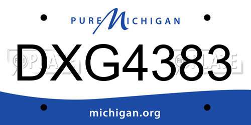 DXG4383 Michigan License Plate