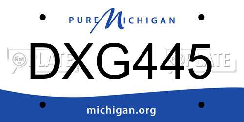DXG445 Michigan License Plate