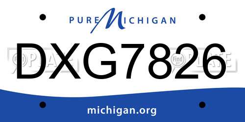 DXG7826 Michigan License Plate