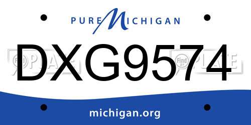 DXG9574 Michigan License Plate