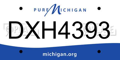DXH4393 Michigan License Plate
