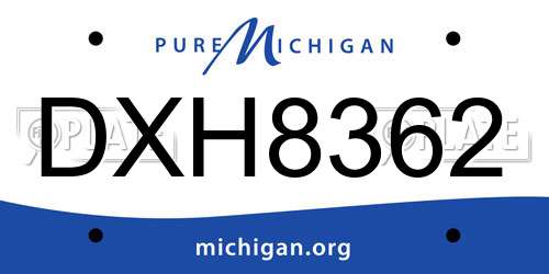 DXH8362 Michigan License Plate