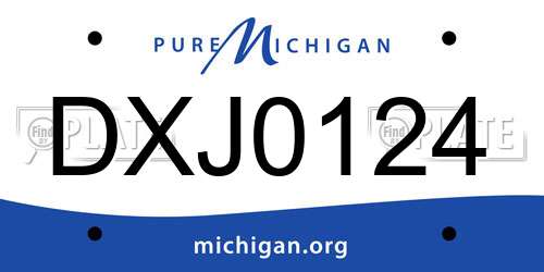 DXJ0124 Michigan License Plate