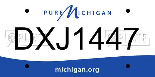 DXJ1447 Michigan License Plate