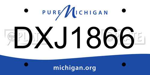 DXJ1866 Michigan License Plate